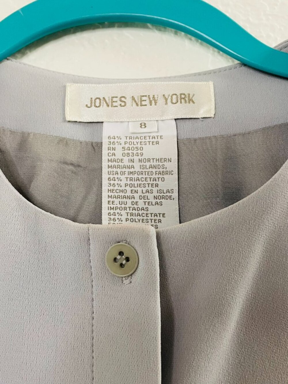 Jones New York Cool Gray Button Up High Neck Vest | Size 8 - Picture 4 of 8